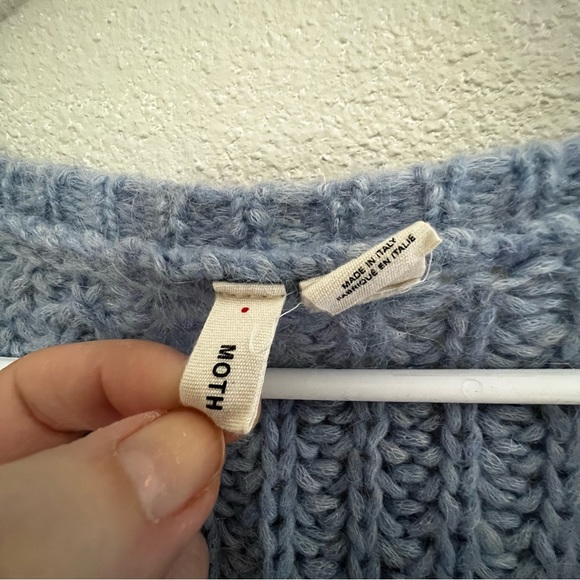 Moth Coastal Blue Knitted bell sleeve sweater size Medium wool blend - Picture 12 of 12